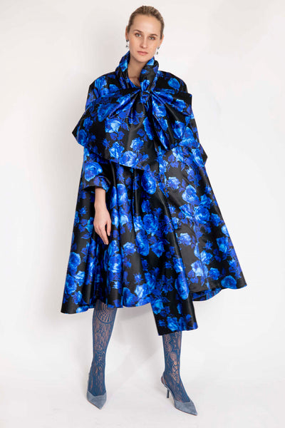 richard quinn floral print off the shoulder dress Richard Quinn Floral-print duchess-satin coat – DREEMS
