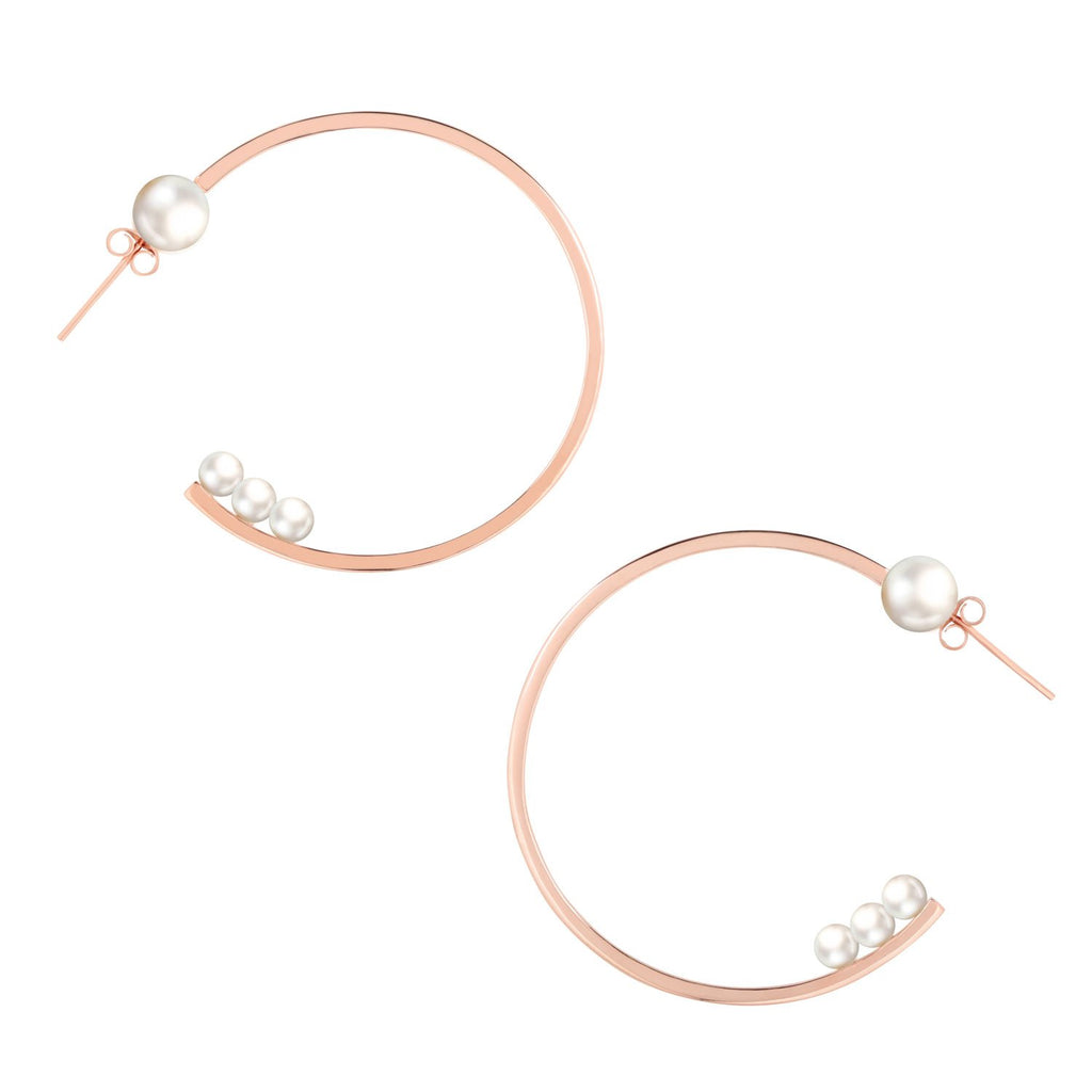 [in]trigue Voyage Pearl Hoop Earrings – Rose Gold-Earrings-DREEMS
