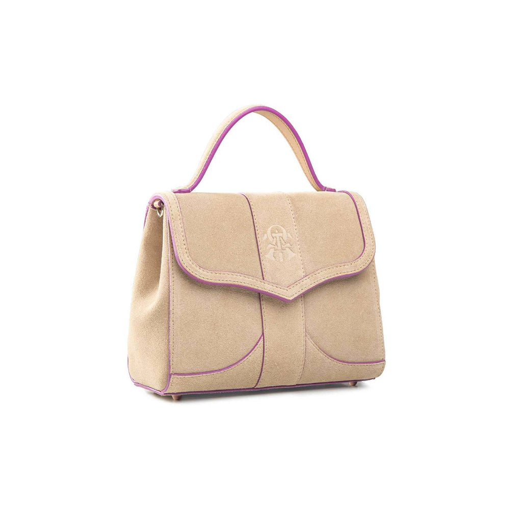 Alef Mini Aura Cappuccino Suede Leather Handbag