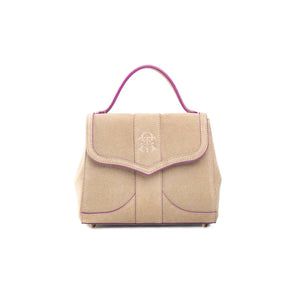 Alef Mini Aura Cappuccino Suede Leather Handbag