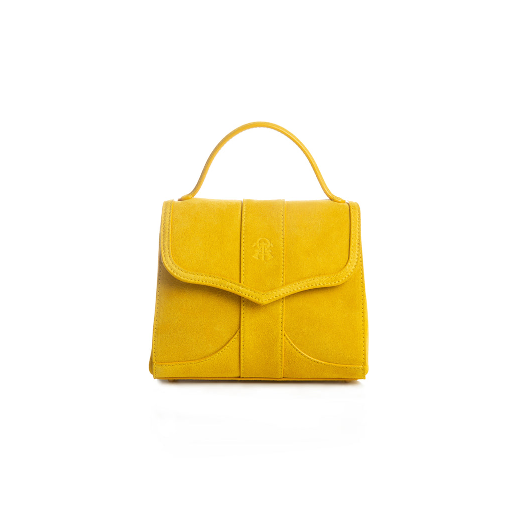 Alef Mini Aura Yellow Suede Leather Handbag