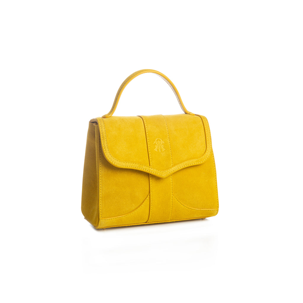 Alef Mini Aura Yellow Suede Leather Handbag