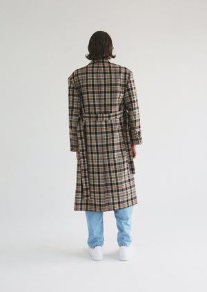 Nueque Belted Check Coat-Coats-DREEMS