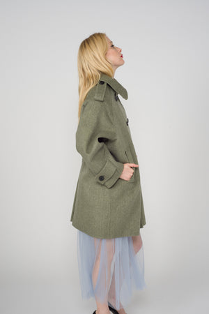 Carol Cao Moss Green Wool Coat-Coats-DREEMS