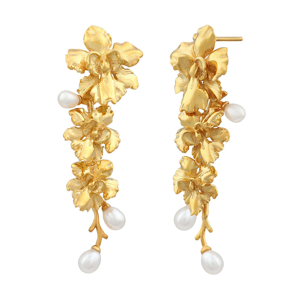 [in]trigue Reminisce Orchid Trio Earrings - Gold-Earrings-DREEMS