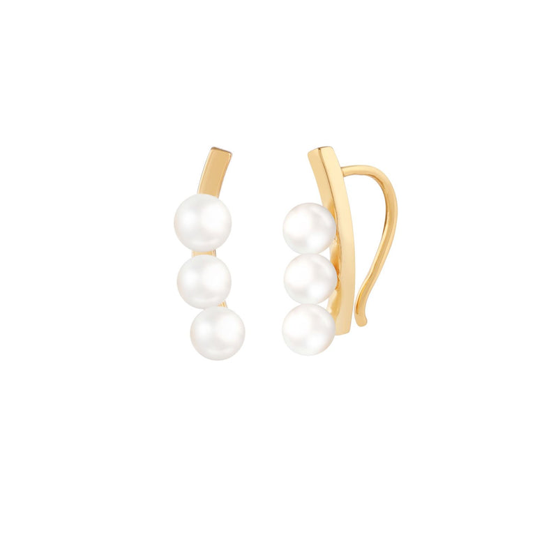 [in]trigue Voyage Pearl Ear Climber - Gold-Earrings-DREEMS