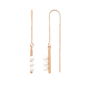 [in]trigue Voyage Pearl Thread Earrings – Rose Gold-Earrings-DREEMS