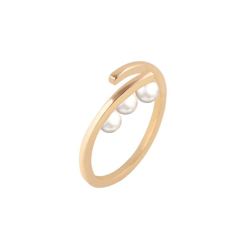 [in]trigue Voyage Pearl Tri Ring - Gold-Rings-DREEMS