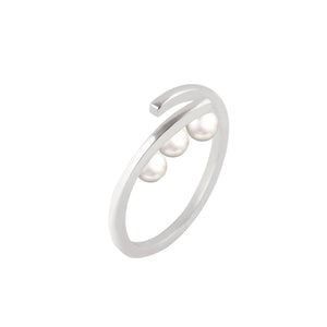 [in]trigue Voyage Pearl Tri Ring - Silver-Rings-DREEMS