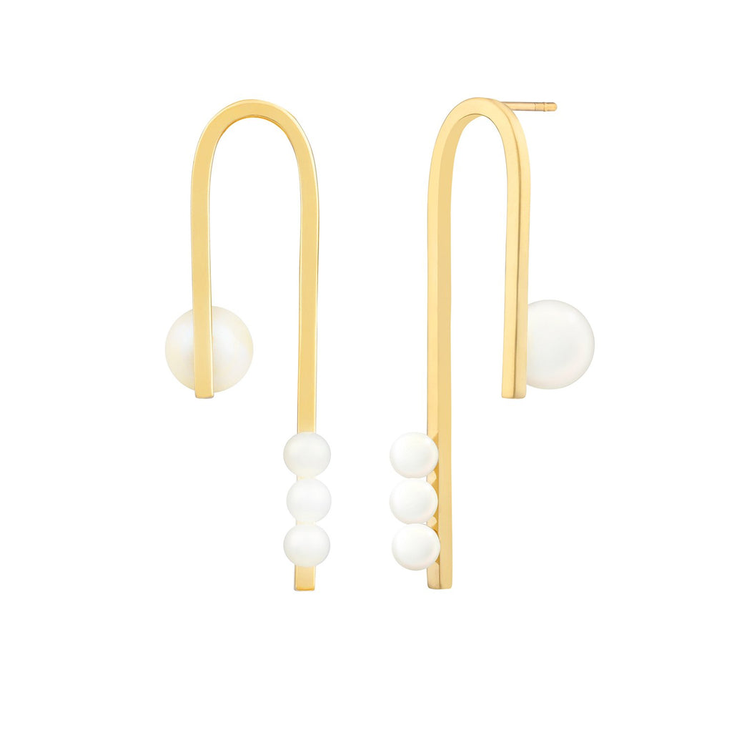 [in]trigue Voyage Pearl U Earrings - Gold-Earrings-DREEMS