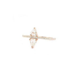 Ri Noor Double Shield and Baguette Diamond Ring-Rings-DREEMS