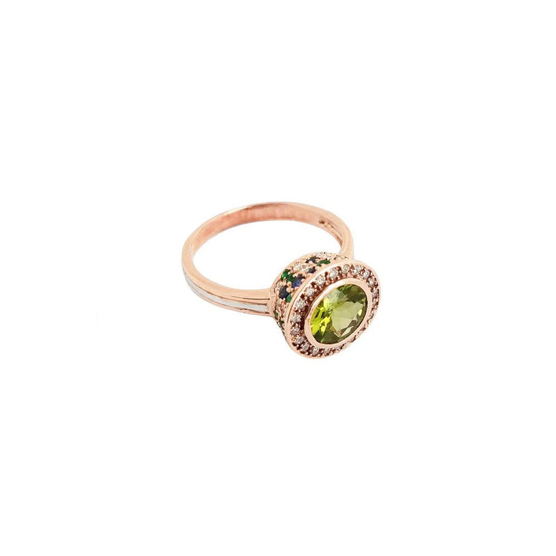 Ri Noor Peridot Sapphire Emerald and Diamond Ring-Rings-DREEMS