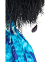 Richard Quinn Blue Feather-embellished Printed Moire Gown-Coats-DREEMS